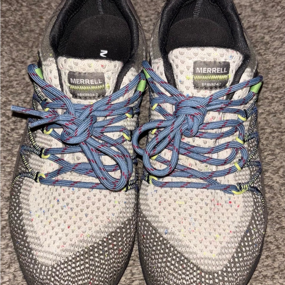 Merrell Bravada 2 black and gray mesh, blue lace women’s sneakers